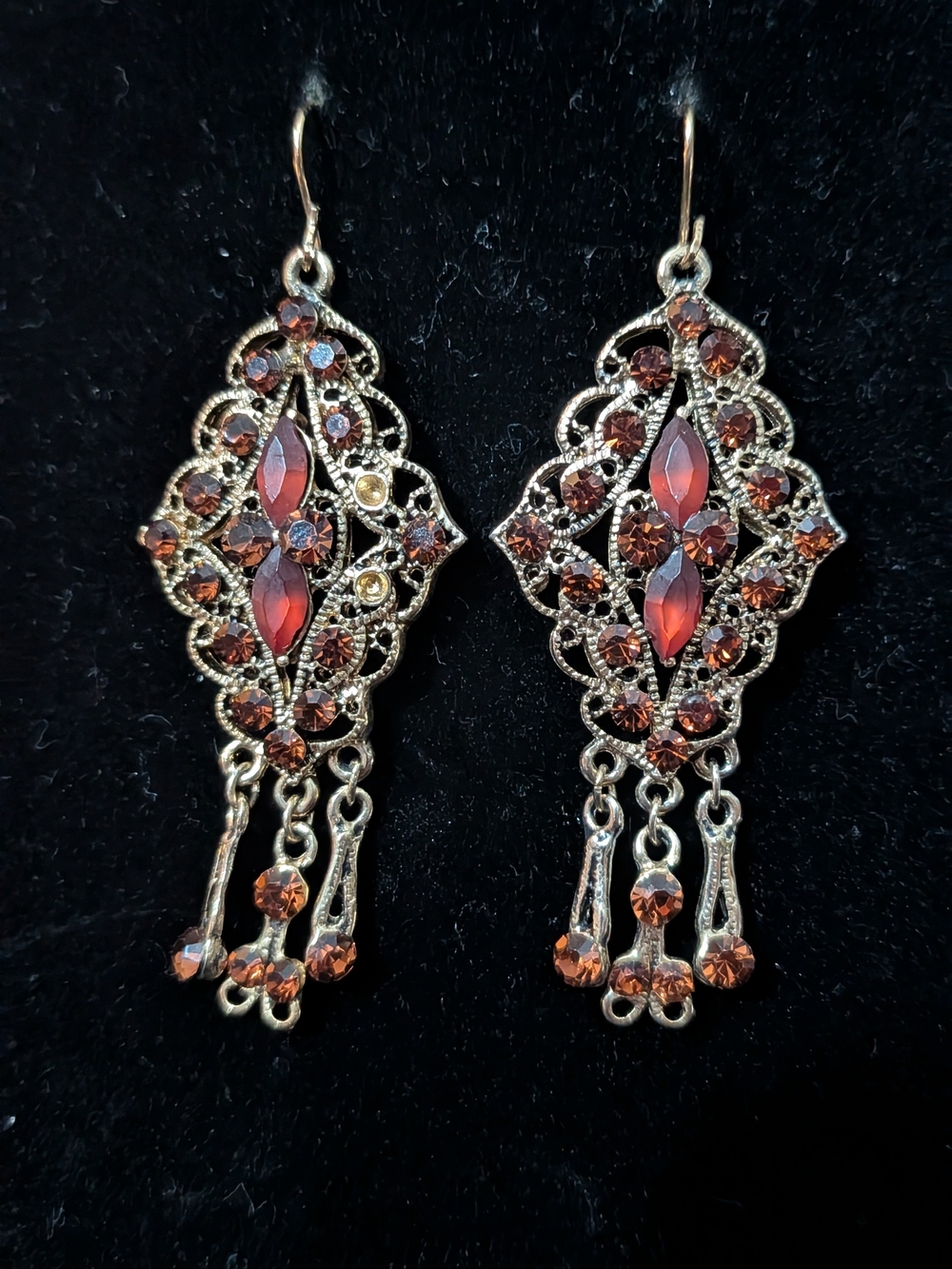 Vintage Garnet Red Dangle Earrings